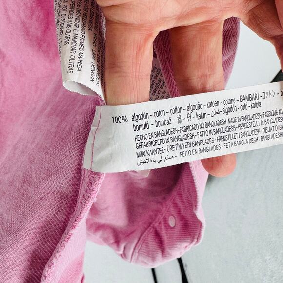 Zara Pink Denim Jacket Button Front Oversized Shacket Style USA Medium - Picture 5 of 7